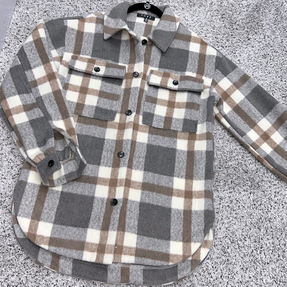 FORE Oversized Plaid Shacket